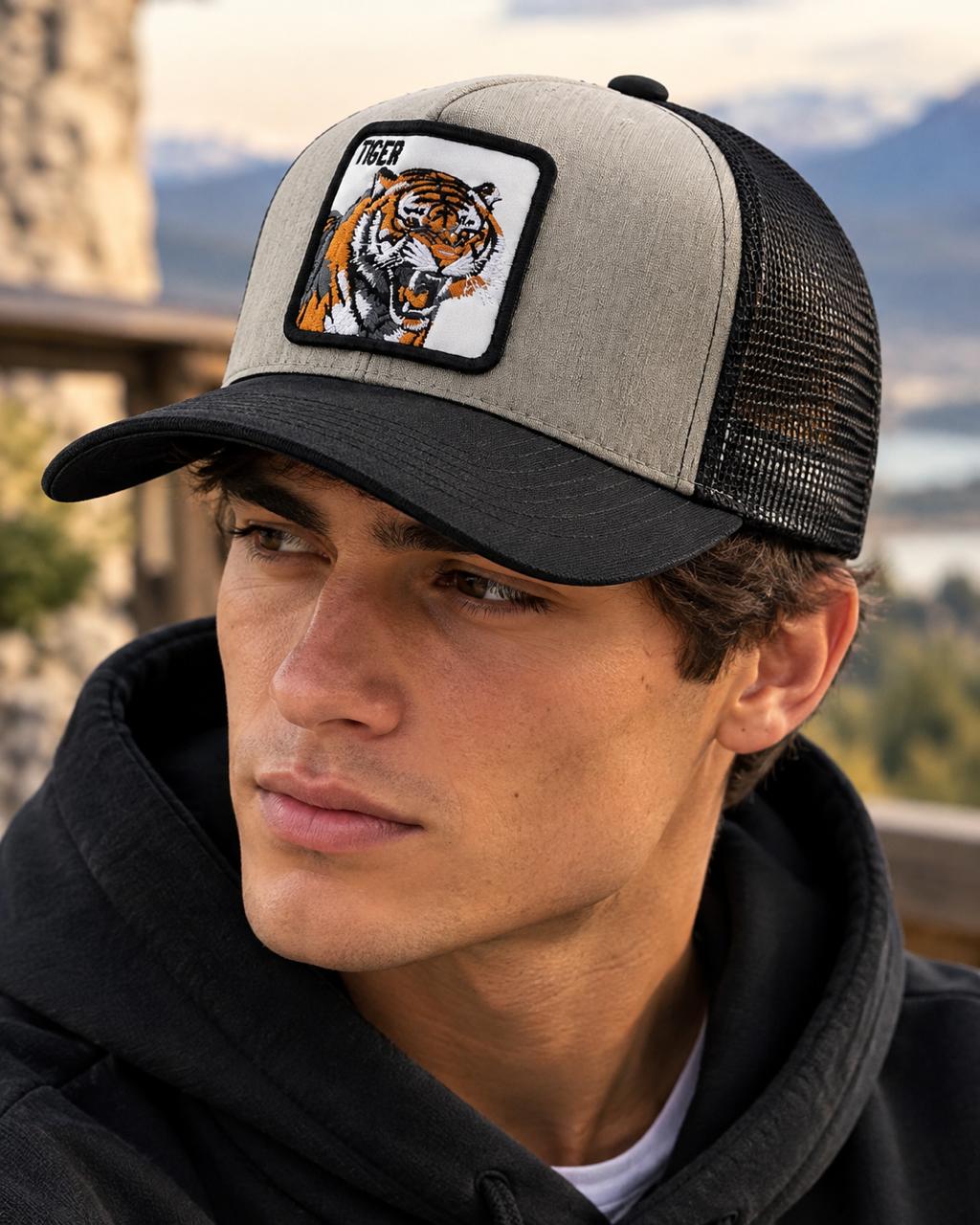 Gorra Animal Malla | TIGRE | GRIS